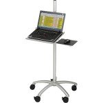 Global Industrial Height Adjustable Anti-Theft Mobile Laptop Computer Workstation Security Cart, Silver