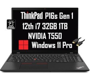Lenovo ThinkPad P16s Mobile Workstation & Business Laptop (16" FHD+, Intel 12-Core i7-1260P, 32GB RAM, 1TB SSD, NVIDIA T550), Backlit Keyboard, Webcam, Wi-Fi 6E, IST Cable, Win 11 Pro, Black - 2024