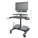 Kantek Mobile Sit Stand Height Adjustable (31"-44.5") PC Cart, Rolling Computer Laptop Workstation, Keyboard Tray, Mouse Tray, Printer, UPS, Monitor Arm,Black,STS240