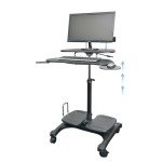 Kantek Mobile Sit Stand Height Adjustable (31"-44.5") PC Cart, Rolling Computer Laptop Workstation, Keyboard Tray, Mouse Tray, Printer, UPS, Monitor Arm,Black,STS240