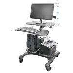 Kantek Mobile Sit Stand Height Adjustable (31"-44.5") PC Cart, Rolling Computer Laptop Workstation, Keyboard Tray, Mouse Tray, Printer, UPS, Monitor Arm,Black,STS240