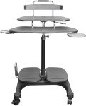 Kantek Mobile Sit Stand Height Adjustable (31"-44.5") PC Cart, Rolling Computer Laptop Workstation, Keyboard Tray, Mouse Tray, Printer, UPS, Monitor Arm,Black,STS240