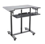 Duronic Sit-Stand Trolley Desk DM03ST1 | Standing Portable PC Workstation | Computer Monitor and Laptop Platform with Keyboard Tray | Height Adjustable | Compatible Monitor Arms
