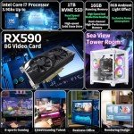Gaming PC Desktop Computer,Intel Core i7 Desktop,Operating at A Frequency of 3.4-3.9 GHz,RX590 Graphics Card with 8GB GDDR5 Video Memory,16GB RAM, 1TB NVME SSD,WiFi 5.0,RGB Fan x5,Windows 11 Home
