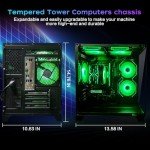 ALCPOK Desktop Computer AMD Ryzen 7 5700G,Pre Built PC 16GB DDR4 RAM,1TB M.2 SSD,Integrated Graphics,550W PSU,ARGB Fans,Computer PCs for Office Education