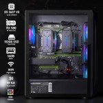 STGAubron Dual CPU Gaming PC, Dual Intel i7 Xeon E5 up to 3.7GHz, Radeon RX 580 8G, 16G DDR4, 512G SSD, 600M WiFi, BT 5.0, RGB Fan x 4, Windows 10 Pro