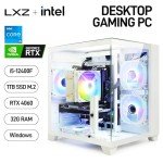 Gaming Desktop Intel Core I5-12400F 6 core 2.5GHz PC Computer, RTX 4060 8G, 32G DDR4 RAM, 1TB NVME SSD, Prebuilt Gaming PC Tower Computer for Home and Office (White)