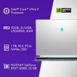 Alienware X16 R2 Gaming Laptop - 16-inch QHD+ 240Hz 3ms Display, Intel Core Ultra 9-185H, 32GB LPDDR5X RAM, 1TB SSD, NVIDIA GeForce RTX 4080 12GB GDDR6, Windows 11 Home, Onsite Service - Lunar Silver