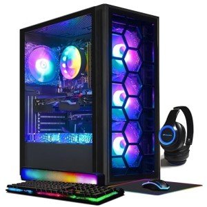 STGAubron Gaming Desktop PC, GeForce RTX 2060 Super 8G, Intel Core i7 up to 3.9G, 32G Ram, 1TB SSD, WiFi, BT 5.0, RGB BT Sound Bar & Headset Mic, Windows 10 Home