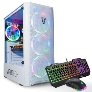ViprTech Mutineer Gaming PC Desktop - Intel Core i7 (3.8GHz), GeForce GTX 1660 Super 6GB, 16GB RAM, 512GB NVMe SSD, RGB Keyboard Mouse Mousepad, WiFi, Bluetooth, Win 10, Streaming, Editing, White