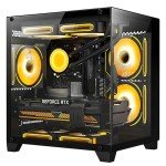 HELLOLAND Gaming PC Desktop -AMD Ryzen 7 5700X 3.4 GHz-RTX 4060 8GB-32GB DDR4 RAM-1TB M.2 SSD-240 Liquid Cooler -WiFi & Bluetooth -RGB Fans-Windows 11 Pro Computer-Black