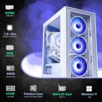 Phantom - Prebuilt Gaming PC Desktop Computer - Intel i7 Xeon 3.5GHz - 16GB RAM - 512GB M.2 SSD WiFi/BT, Win 11 Pro - Gaming Computer Tower, Pre Built PC Gaming - 1 Year Warranty (RX580 - White)