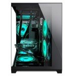 HELLOLAND Gaming PC Desktop -AMD Ryzen 7 5700X 3.4 GHz-RTX 4060 8GB-32GB DDR4 RAM-1TB M.2 SSD-240 Liquid Cooler -WiFi & Bluetooth -RGB Fans-Windows 11 Pro Computer-Black