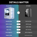Phantom - Prebuilt Gaming PC Desktop Computer - Intel i7 Xeon 3.5GHz - 16GB RAM - 512GB M.2 SSD WiFi/BT, Win 11 Pro - Gaming Computer Tower, Pre Built PC Gaming - 1 Year Warranty (RX580 - White)