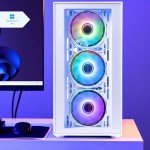 Phantom - Prebuilt Gaming PC Desktop Computer - Intel i7 Xeon 3.5GHz - 16GB RAM - 512GB M.2 SSD WiFi/BT, Win 11 Pro - Gaming Computer Tower, Pre Built PC Gaming - 1 Year Warranty (RX580 - White)