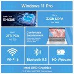 HP High-Performance 17.3" Laptop, 17.3" HD+ Touchscreen, 8-Cores Intel i3-N305, 32GB RAM, 128GB eMMC + 1TB PCIe SSD, Webcam, HDMI, Numeric Keypad, Wi-Fi 6, Windows 11 Pro, Silver