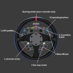 CAMMUS Racing Simulator Steering Wheel C12, Leather Steering Wheel Cover + Multifunction Controls, Real Force Feedback, Magnetic Paddle Shifters, PC High Performance Operation - Black