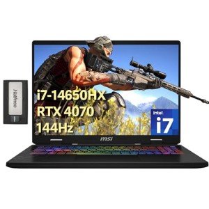 MSI Crosshair 16" 144Hz FHD+ Gaming Laptop, Intel i7-14650HX, 64GB DDR5, 2TB SSD, NVIDIA GeForce RTX 4070, 24-Zone RGB Backlit Keyboard, Wi-Fi 6E, Win 11 Pro, Gray, 256GB Docking Station Set