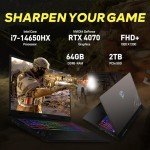 MSI Crosshair 16" 144Hz FHD+ Gaming Laptop, Intel i7-14650HX, 64GB DDR5, 2TB SSD, NVIDIA GeForce RTX 4070, 24-Zone RGB Backlit Keyboard, Wi-Fi 6E, Win 11 Pro, Gray, 256GB Docking Station Set