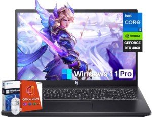 acer Nitro V15 Gaming Laptop with Office Pro 2024 Lifetime License, 15.6" FHD 144Hz, Intel 10-Core i7-13620H, GeForce RTX 4060, 32GB DDR5, 2TB SSD, Backlit KB, Wi-Fi 6, Windows 11 Pro, Patented Mouse