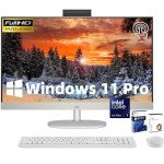 HP 27inch All-in-One Desktop Computer - Office 2024 Lifetime License, FHD Touch-Screen Intel Ultra 7-155U, 64GB DDR5 RAM, 4TB SSD, Aprivacy Camera, HD Webcam, Windows 11 Pro, White