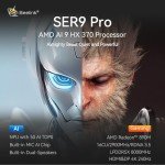 Beelink SER9 Pro AI Mini PC, AMD Ryzen AI 9 HX 370(80TOPS,12C/24T,5.1GHz), 64G LPDDR5X 8000MHz 2TB PCIe4.0 x4 SSD, AI PC AMD Radeon 890M NPU 50 AI Tops, Built-in MIC/Speakers/USB4/WiFi6/BT5.2/2.5G