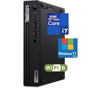 Lenovo ThinkCentre M70q Gen 4 MFF 1L Tiny PC Mini Business Desktop Computer, 13th Gen Intel 16-Core i7-13700T, 32GB DDR4 RAM, 1TB PCIe SSD, WiFi 6, RJ-45, HDMI, DP Port, KB & Mouse, W11P, WE/PGPY
