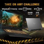 ASUS TUF 15.6" 144Hz FHD IPS Gaming Laptop, Intel i7-13620H, NVIDIA GeForce RTX 4070 GDDR6 8GB, 64GB DDR5, 2TB SSD, Backlit Keyboard, WiFi 6, G-Sync, Win 11 Home, Mecha Grey, 128GB Docking Station Set