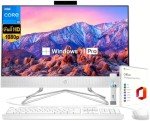 HP 23.8 inch All-in-One Desktop Computer, 23.8" FHD Display, with Lifetime Office, Intel i3-1115G4 (Up to 4.10 GHz), 64 GB RAM, 2 TB SSD, Webcam, Wired Keyboard & Mouse, Win 11 Pro, w/Accessories
