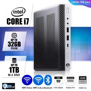 HP Mini Desktop PC Computer i7, Up to 32GB RAM, 1TB M.2 SSD, Windows 10/11, WiFi