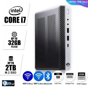 HP Mini Desktop Computer PC i7, up to 32GB RAM, m.2 SSD,  Windows 11 or 10, WiFi