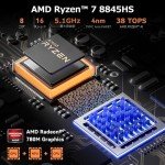 GEEKOM AX8 Pro Ai Mini PC,AMD Ryzen R9-8945HS (8C/16T,up to 5.2GHz) Mini Computers, 32GB DDR5 5600Mhz RAM&2TB PCIe Gen 4 SSD, Mini Desktop Windows 11 Pro, AMD Radeon 780M /WiFi 6E/BT5.2/2.5G LAN