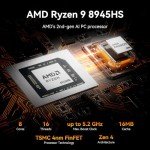 GEEKOM A8 Max AI Mini PC, AMD Ryzen 9 8945HS (up to 5.2 GHz), 2.5Gbps Dual LAN Port Mini Gaming PC with 32GB DDR5 2TB SSD, Mini PC Windows 11 Pro/Wi-Fi 6E/BT 5.2/USB4/8K