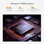 Beelink SER6 MAX Mini PC, AMD Ryzen 9 6900HX (8C/16T, up to 4.9GHz), 32GB DDR5 RAM 1TB PCle4.0 SSD, SER6 Pro Mini Gaming Computer Support 4K@144Hz/Triple Display/WiFi6/BT5.2/RJ45 2.5G/HDMI+DP/USB4