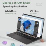 HP 255 G10 Professional Business Laptop, AMD Ryzen 7 7730U, 15.6" FHD IPS Display, 64GB RAM, 2TB SSD, HDMI, Wi-Fi 6, Webcam, Windows 11 Pro, Black, with Thunderobot ML101 Green Wireless Mouse