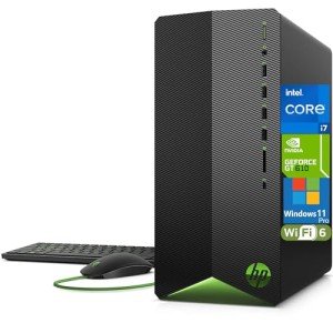HP Pavilion Tower Gaming Desktop Computer, Intel 8-Core i7-11700F up to 4.9GHz, 64GB DDR4 RAM, 2TB PCIe SSD, GeForce GT 610 2GB, WiFi 6, Bluetooth, Type-C, RJ-45, HDMI, VGA, Windows 11 Pro, WE/PGPY