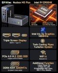GMKtec M3 Plus Mini PC with Intel Core i9 12900HK(14C/20T 5.0 GHz), 32GB DDR4 RAM+1TB NVMe SSD, Mini Desktop Computer Triple 4K Display, WiFi 6, BT5.2, USB-C