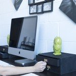Wooden Monitor Riser with 2 Drawer Organizer Set