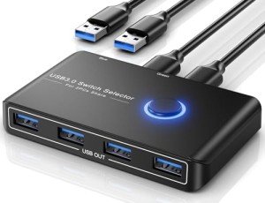 USB 3.0 Switch for 2 Computers with Hub
