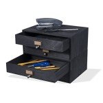 Wooden Monitor Riser with 2 Drawer Organizer Set