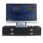 Wooden Monitor Riser with 2 Drawer Organizer Set