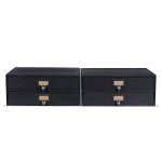 Wooden Monitor Riser with 2 Drawer Organizer Set
