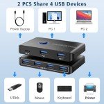 USB 3.0 Switch for 2 Computers with Hub