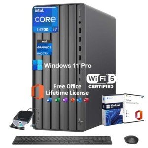 HP Envy Desktop PC Tower, Intel 20-Core i7-14700(Up to 5.4GHz), Office 2024 Lifetime, 64GB RAM, 1TB SSD, 2TB HDD, Windows 11 Pro, Intel UHD Graphics 770, External DVD Drive, Wi-Fi 6, HDMI