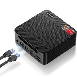 BOSGAME Mini Gaming PC AMD Ryzen 7 5825U, Micro PC 32GB DDR4 RAM 1TB SSD, Mini Desktop Computer Dual LAN 2.5GbE/4K Triple Display/WiFi6E/BT5.2 for Home/Office/Gamer