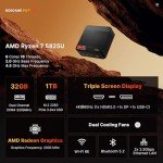 BOSGAME Mini Gaming PC AMD Ryzen 7 5825U, Micro PC 32GB DDR4 RAM 1TB SSD, Mini Desktop Computer Dual LAN 2.5GbE/4K Triple Display/WiFi6E/BT5.2 for Home/Office/Gamer