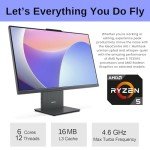 Lenovo 2024 IdeaCentre 27" All-in-One, FHD 100Hz Touchscreen, AMD Ryzen 5 7535HS, 32GB DDR5 RAM, 2TB SSD, Wireless KB & Mouse, Wireless Charging Base, RJ-45, Wi-Fi 6, Webcam, W11H, Grey