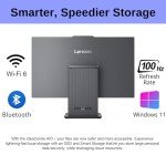 Lenovo 2024 IdeaCentre 27" All-in-One, FHD 100Hz Touchscreen, AMD Ryzen 5 7535HS, 32GB DDR5 RAM, 2TB SSD, Wireless KB & Mouse, Wireless Charging Base, RJ-45, Wi-Fi 6, Webcam, W11H, Grey