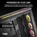CORSAIR iCUE Link 5000T LX RGB Mid-Tower ATX PC Case – 3X Pre-Installed LX120 RGB Fans, Integrated Aurora RGB Light Strips, Spacious Interior, iCUE Link System Hub Included – Black