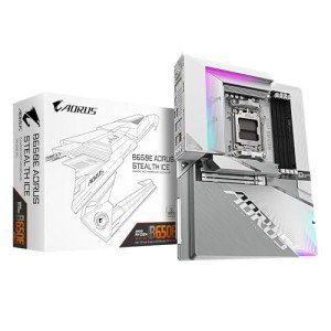 GIGABYTE B650E AORUS Stealth ICE Motherboard - Supports AMD Ryzen 9000 CPUs- 12+2+2 Phases VRM- up to 8000MHz DDR5 (OC)- 1xPCIe 5.0 M2 + 3xPCIe 4.0 M.2- Wi-Fi 7-2.5GbE LAN- USB 3.2 Gen 2x2
